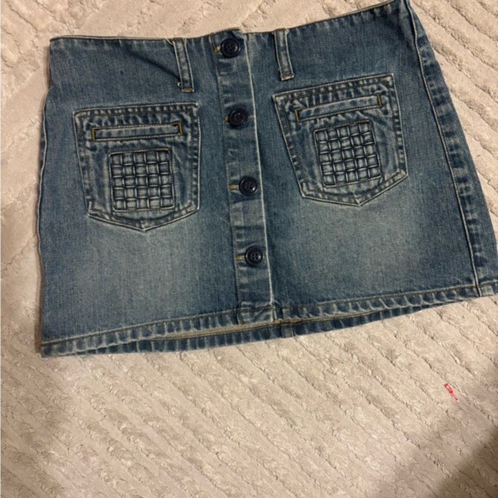American Eagle outfitters low rise Denim Button-Front mini Skirt size 4